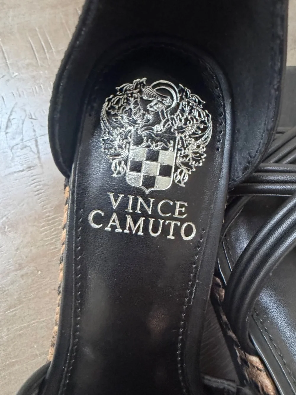 Vince Camuto Jilesa Black, Leather Espadrille Sandals.